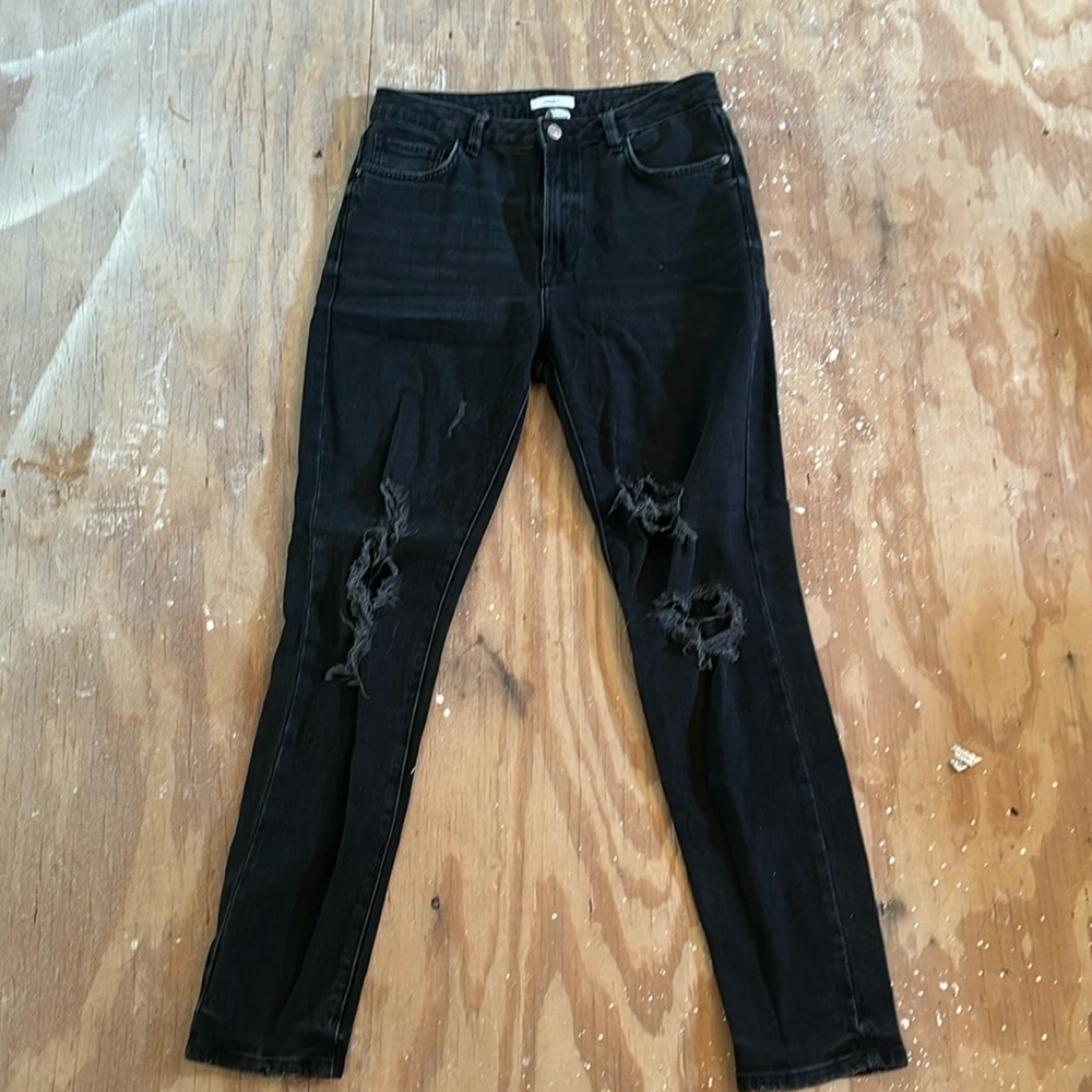 Black, slim fit, ripped  jeans
